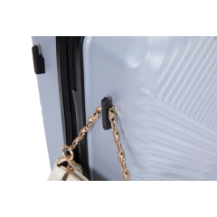 Expandable 3 Piece Luggage Sets PC Lightweight Suitcase with Two Hooks, Spinner Wheels, TSA Lock, (20/24/28), Silver